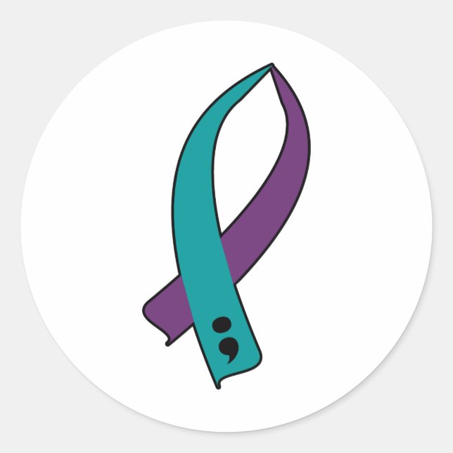 Suicide Awareness Ribbon Classic Round Sticker (Front)