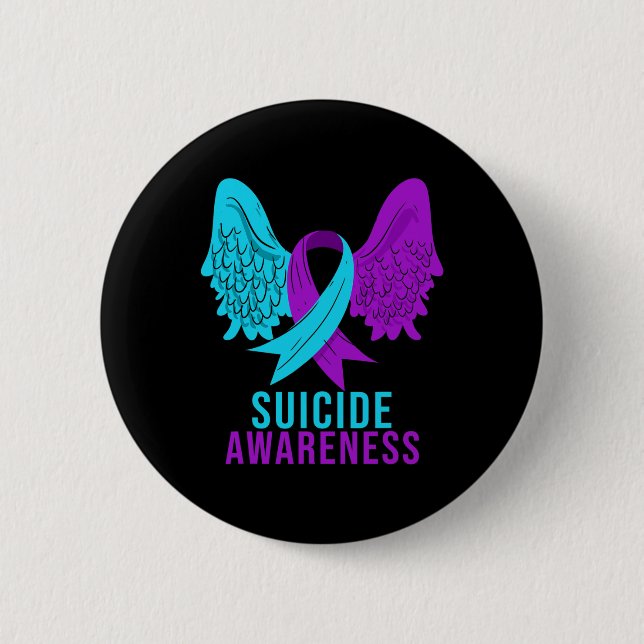 Suicide Awareness Ribbon Mental Health Depression  2 Inch Round Button (Front)