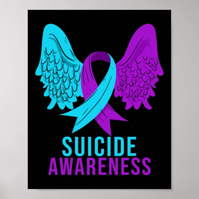 Suicide Awareness Ribbon Mental Health Depression  Poster (Front)