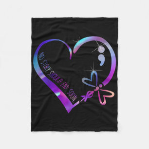 Suicide Awareness Ribbon Mental Health Positive Qu Fleece Blanket