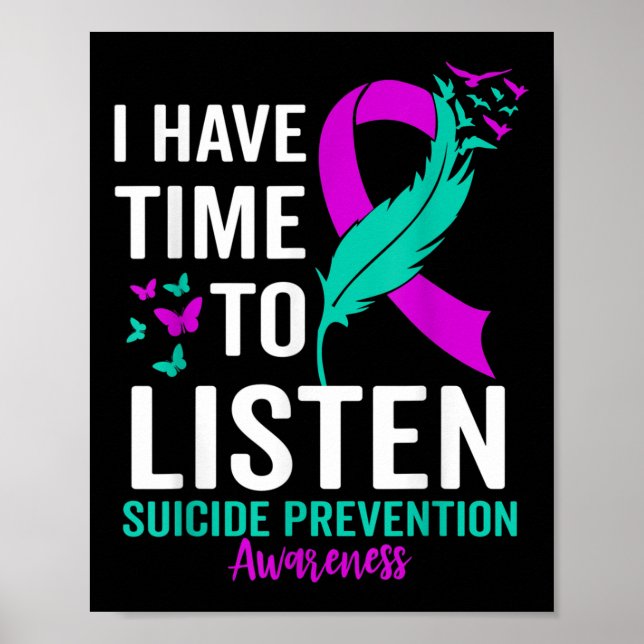 Suicide Awareness Ribbon Mental Health Suicide Poster (Front)