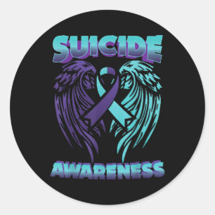 Suicide Awareness Ribbon Wings Suicide Prevention  Classic Round Sticker
