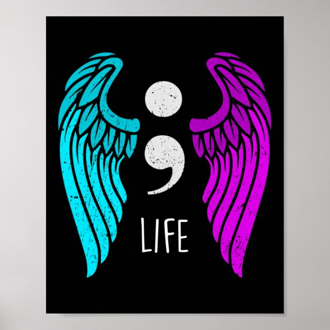 Suicide Awareness - Semi Colon Life Angel  Poster (Front)