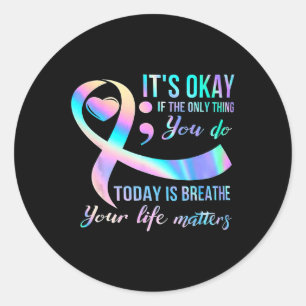 Suicide Awareness Semicolon 988 Gift Ideas  Classic Round Sticker