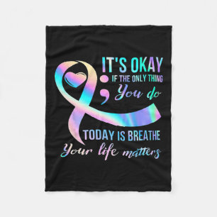 Suicide Awareness Semicolon 988 Gift Ideas Fleece Blanket