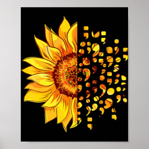 Suicide Awareness Semicolon Depression Mental Heal Poster
