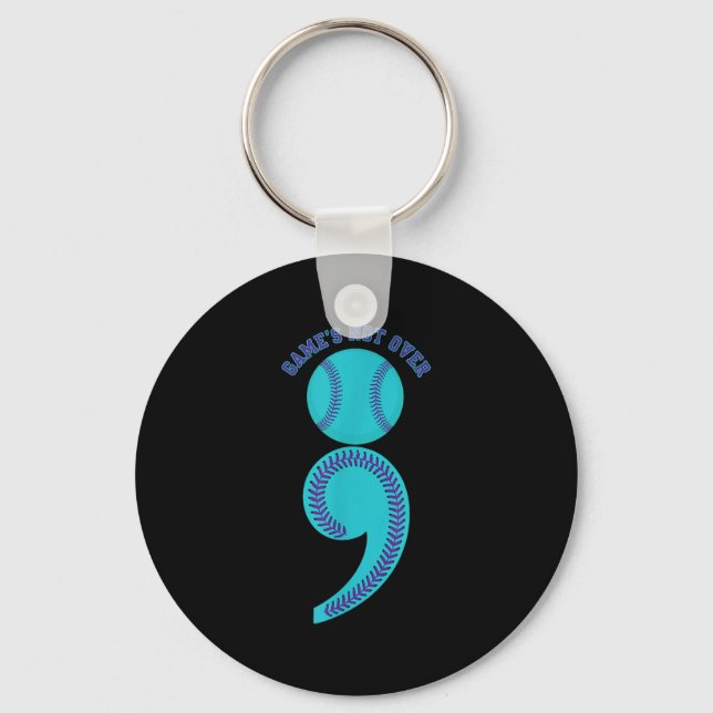 Suicide Awareness Semicolon Game's Not Over Baseba Keychain (Front)