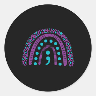 Suicide Awareness Semicolon - Suicide Prevention A Classic Round Sticker