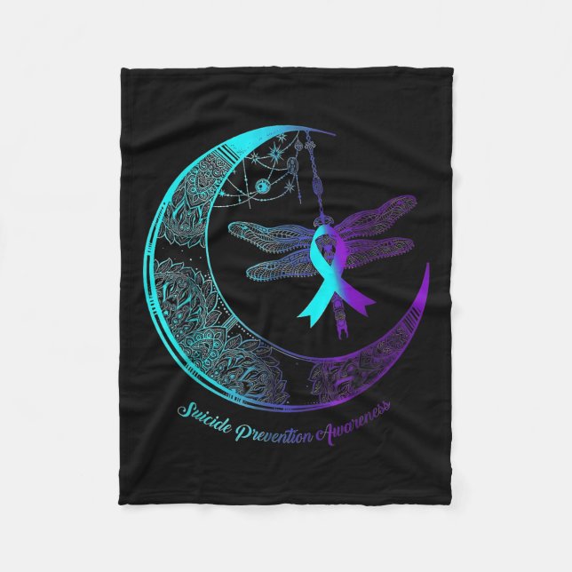 Suicide Awareness Shirt Dragonfly Moon Suicide Pre Fleece Blanket (Front)
