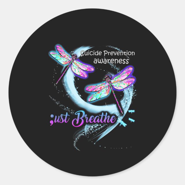 Suicide Awareness Shirt Just Breathe Suicide Preve Classic Round Sticker (Front)