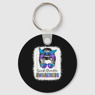Suicide Awareness Shirt Messy Bun Hair Suicide Keychain