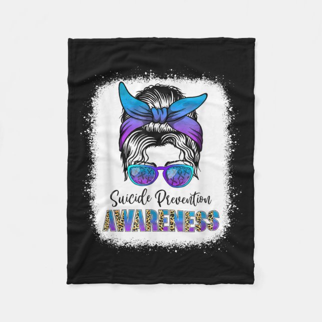 Suicide Awareness Shirt Messy Bun Hair Suicide Pre Fleece Blanket (Front)