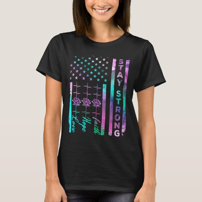 Suicide Awareness Stay Strong US American Distress T-Shirt (Front)