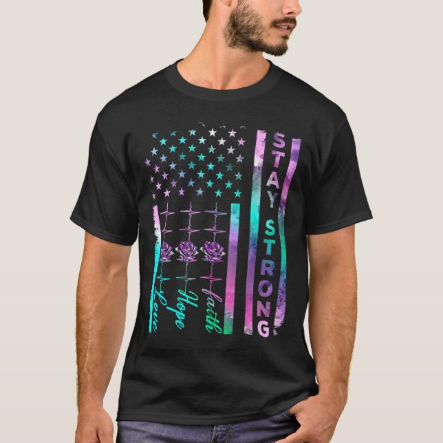 Suicide Awareness Stay Strong US American Distress T-Shirt (Front)