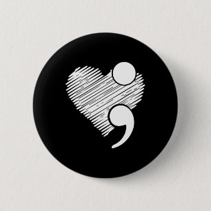 Suicide Awareness - Suicide Prevention Heart Semic 2 Inch Round Button