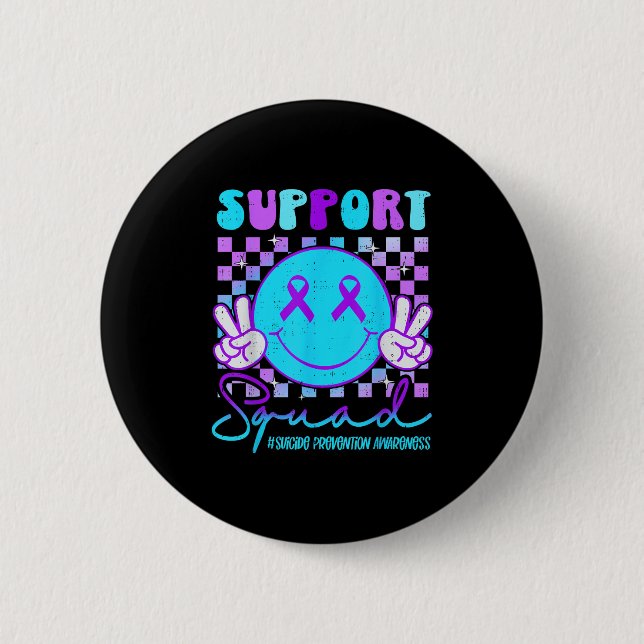 Suicide Awareness Teal &amp; Purple Ribbon Suprt G 2 Inch Round Button (Front)