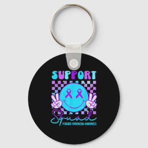 Suicide Awareness Teal & Purple Ribbon Suprt G Keychain