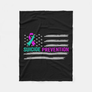 Suicide Awareness Usa American Flag Mental Health  Fleece Blanket
