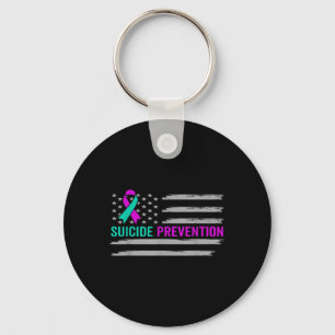Suicide Awareness Usa American Flag Mental Health  Keychain