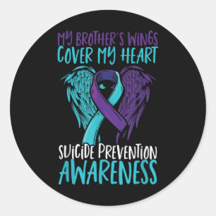 Suicide Awareness Wings &amp; Ribbon Suicide Classic Round Sticker