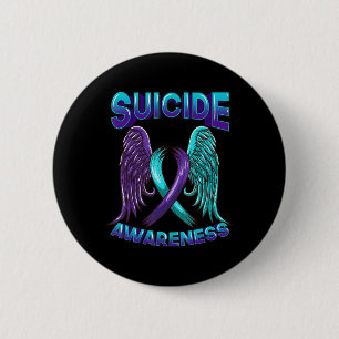 Suicide Awareness Wings and Ribbon Suicide Preven 2 Inch Round Button