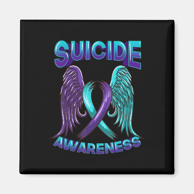 Suicide Awareness  Wings and Ribbon Suicide Preven Magnet (Front)