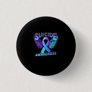 Suicide Awareness Wings And Ribbon Suicide Prevent 1 Inch Round Button