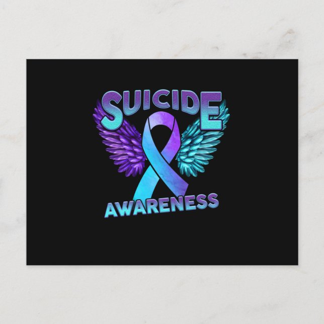 Suicide Awareness Wings And Ribbon Suicide Prevent Announcement Postcard (Front)