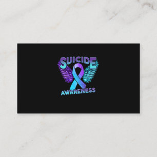 Suicide Awareness Wings And Ribbon Suicide Prevent Business Card