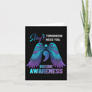 Suicide Awareness Wings And Ribbon Suicide Prevent Card