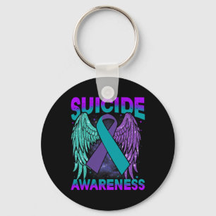 Suicide Awareness Wings And Ribbon Suicide Prevent Keychain