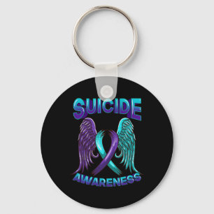 Suicide Awareness Wings And Ribbon Suicide Prevent Keychain