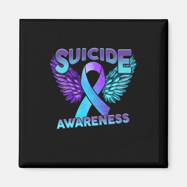 Suicide Awareness Wings And Ribbon Suicide Prevent Magnet (Front)