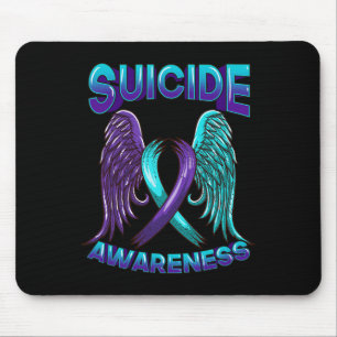 Suicide Awareness Wings And Ribbon Suicide Prevent Mouse Pad