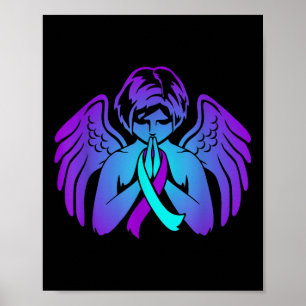Suicide Awareness Wings Angel Ribbon Happy Support Poster