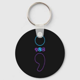 Suicide Prevention 988 Comma Awareness  Keychain