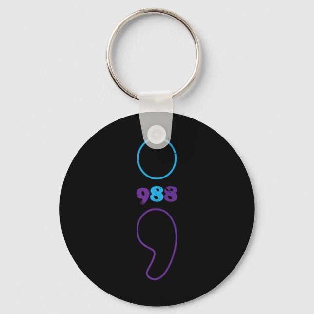 Suicide Prevention 988 Comma Awareness  Keychain (Front)