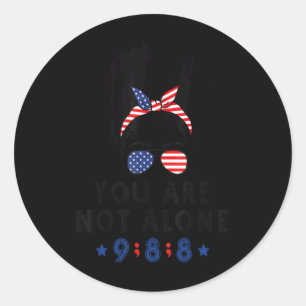 Suicide Prevention 988 Comma Messy Bun With Usa Fl Classic Round Sticker