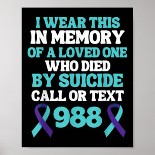 Suicide Prevention 988 Hotline - In Memory Of Love Poster