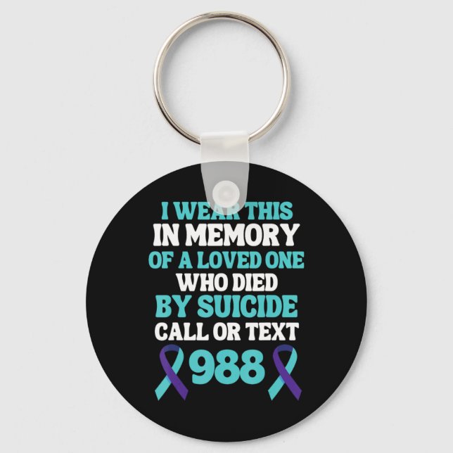 Suicide Prevention 988 Hotline In Memory Of Loved  Keychain (Front)