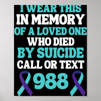 Suicide Prevention 988 Hotline In Memory Of Loved  Poster