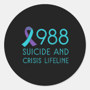 Suicide Prevention 988 - Suicide Awareness - Black Classic Round Sticker