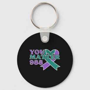 Suicide Prevention 988 You Problem Awareness Ribbo Keychain