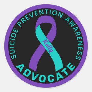 Suicide Prevention Advocate Ribbon Black Classic Round Sticker