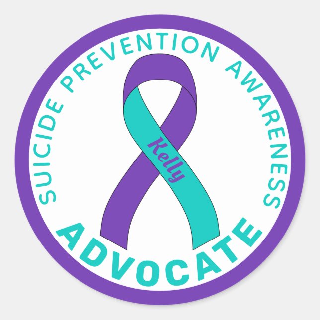 Suicide Prevention Advocate Ribbon White Classic Round Sticker (Front)