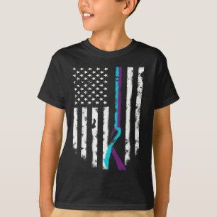 Suicide Prevention American Flag Awareness Ribbon T-Shirt