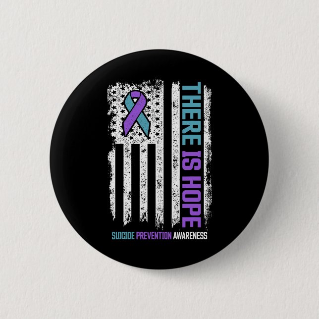 Suicide Prevention American Flag Hope Suicide Awar 2 Inch Round Button (Front)