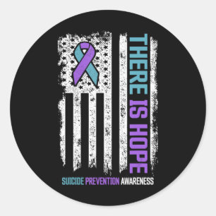 Suicide Prevention American Flag Hope Suicide Awar Classic Round Sticker