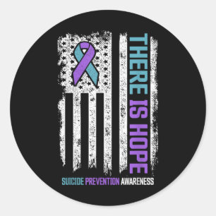 Suicide Prevention American Flag Hope Suicide Awar Classic Round Sticker