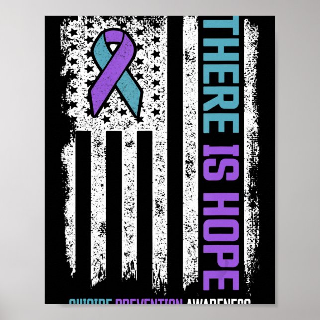 Suicide Prevention American Flag Hope Suicide Awar Poster (Front)